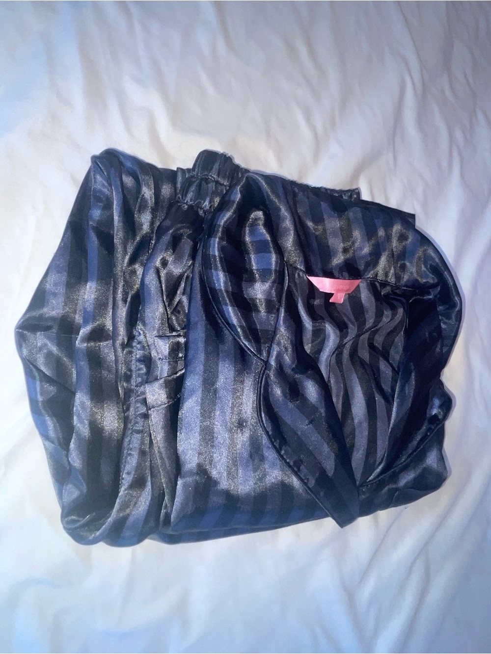 Satin Stripe Women's Pajama Top - Dark Blue